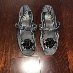 Miu Miu Peeptoe Crystal Ballet Flats